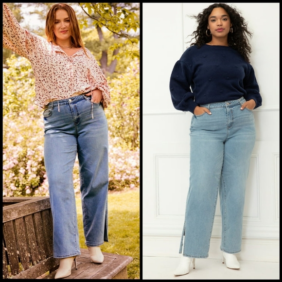 Eloquii Denim - Final Price NWT Eloquii Straight Leg Jeans With Slit in Light Wash